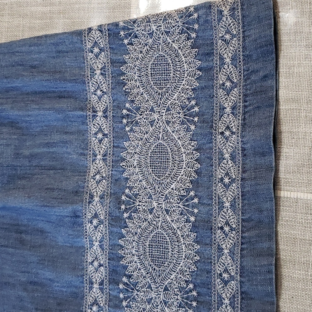 J.jill Embroidered Indigo Peasant Dress, Color Luna Wash Multi, Size M - Picture 6 of 12